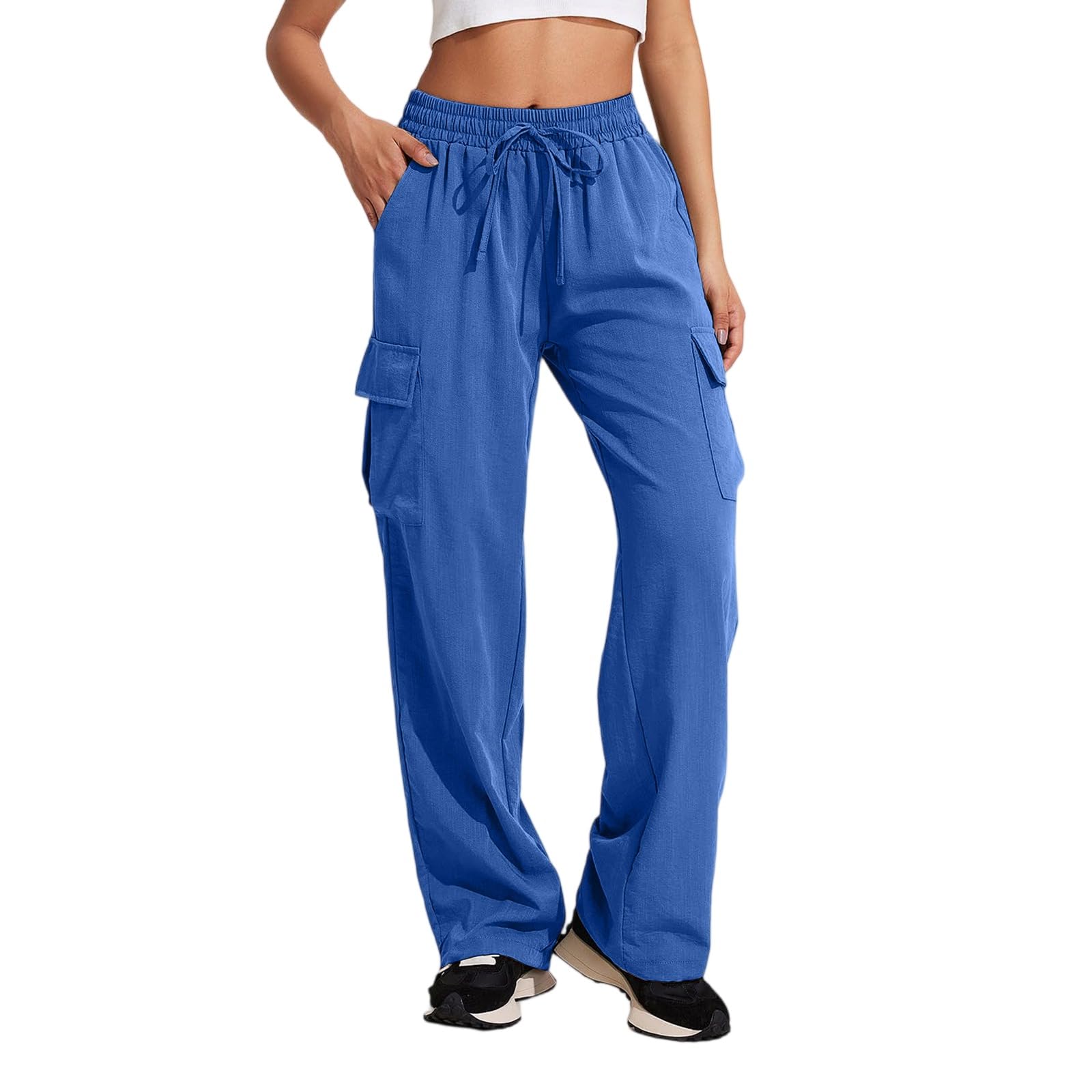  High Waist Comfortable Women's Sweatpants Fashion Casual Loose Trousers
| Women's Solid Color Wide Leg Sweatpants with 